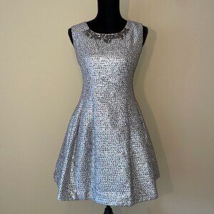 J.O.A. Silver Metallic Sleeveless Fit & Flare Party Dress – Size L